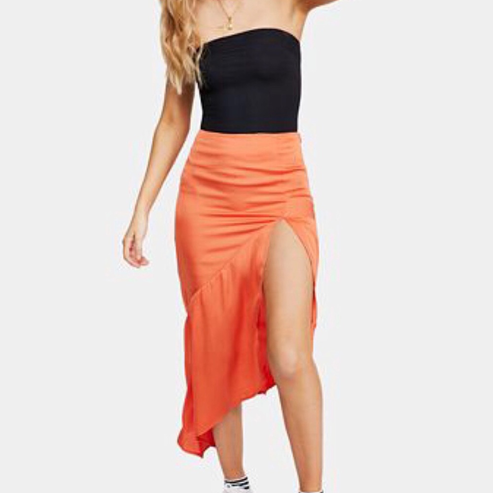Free people 🍊 hot orange midi skirt